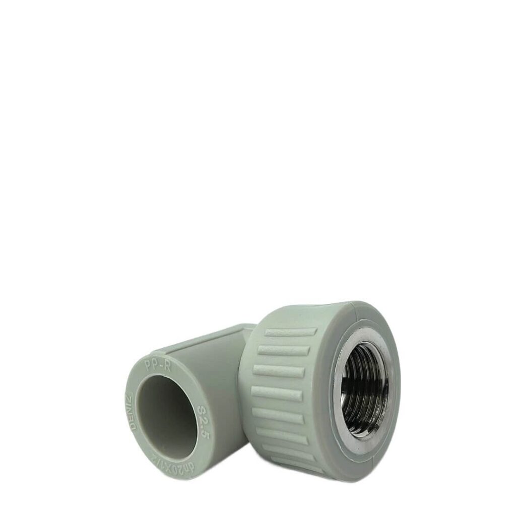 Угольник PPR 90° с внутренней резьбой 20×1/2", белый Deniz