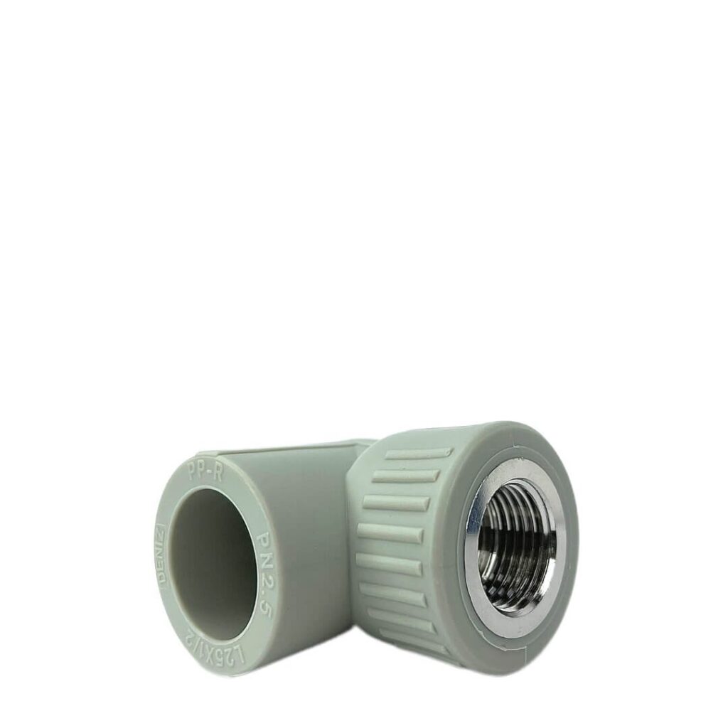 Угольник PPR 90° с внутренней резьбой 25×1/2", белый Deniz